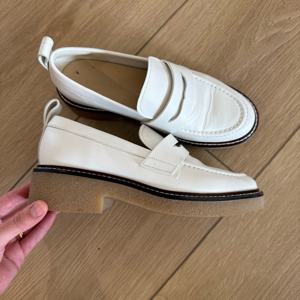 Everlane White Leather Loafers with Chunky Sole Womens 7